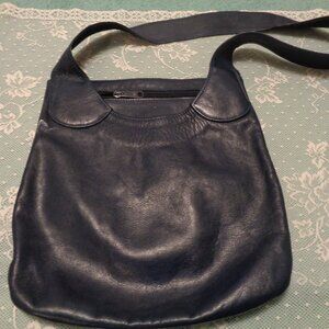 CLASSIC RETRO GIRL CITY GIRL RICH GIRL NAVY LEATHER BIG POUCH PURSE